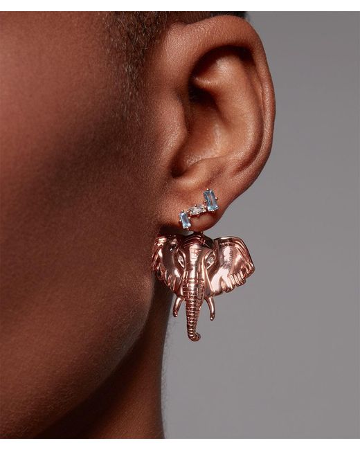 Onia Blue Aquamarine & Diamond Cluster Tri-Studs