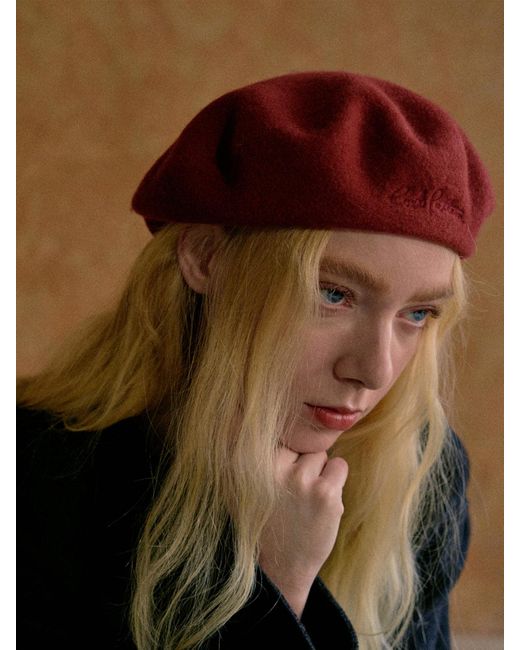 Lost Pattern Red Bon Chic Wool Beret- Bordeaux