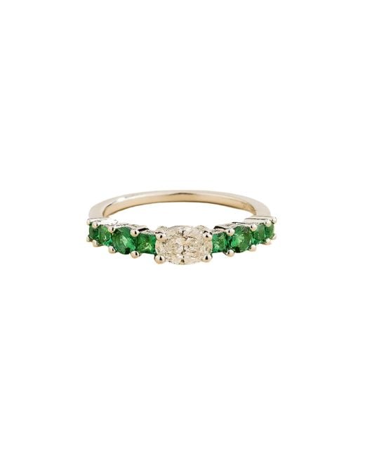Juvetti Green Petra Ring Set With Diamond & Emerald