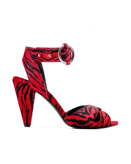 Rosamund Muir London Red Montana & Zebra Print Calf Hair Heels