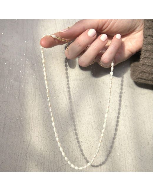 Herself Collections Metallic Hand-Knotted Freshwater Rice Pearl Necklace