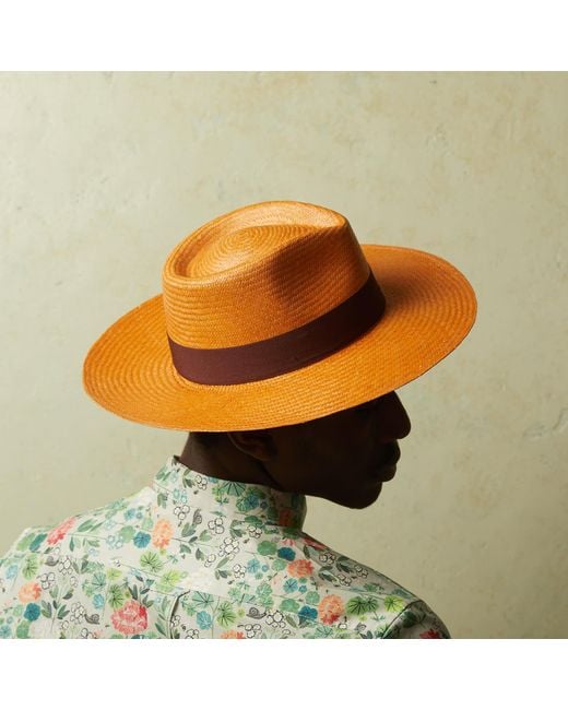 Dasmarca Hats Brown Dasmarca Albert Wide Brim Summer Genuine Panama Straw Hat For - Amber