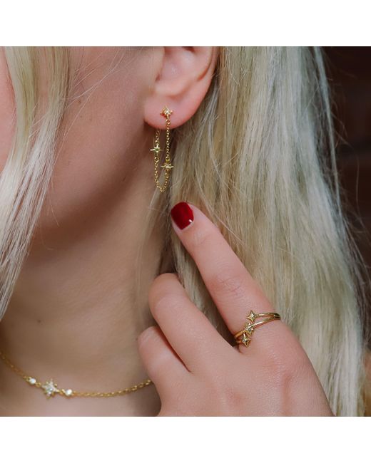 Luna Charles Metallic Savannah Star Drop Chain Earrings