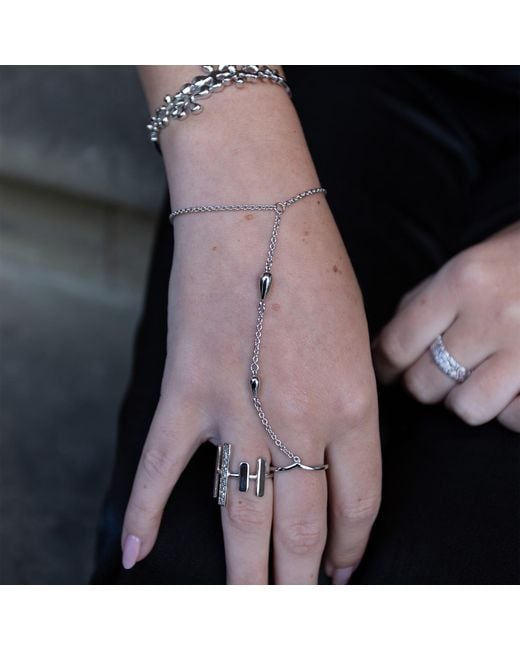 Lucy Quartermaine White Solid Sterling Double Drop Hand Chain