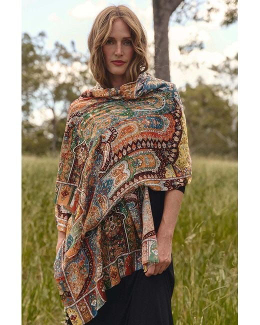 Adrift Clothing Green Ornate Mandala Scarf