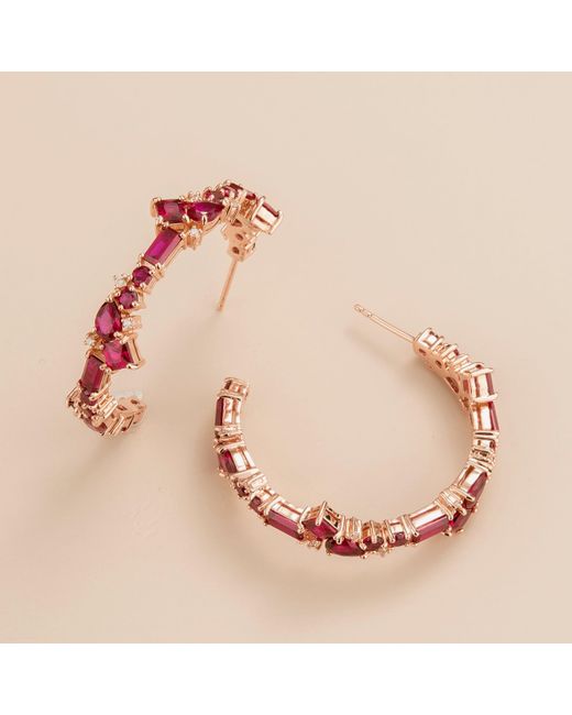 Juvetti Pink Ruby And Diamond Rose Lanna Earrings