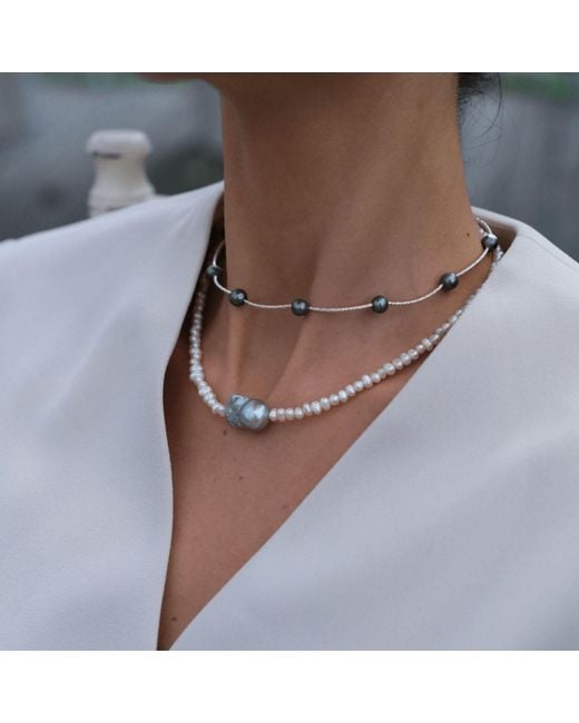 LINYA JEWELLERY Metallic Inka Baroque Pearl Necklace