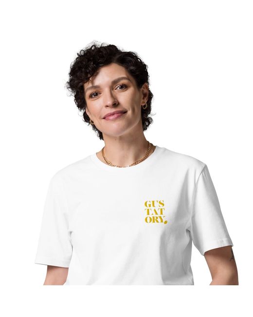 Anchor and Crew White Gustatory Coffee Over Bills Organic Cotton Embroidered T-Shirt