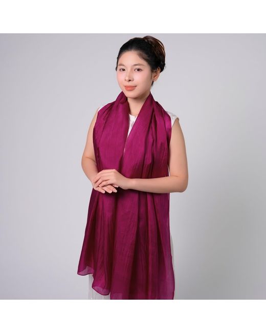 Silk and Bears Pink Handwoven Mulberry Silk Scarf – Deep Fuchsia – Lightweight & Sheer