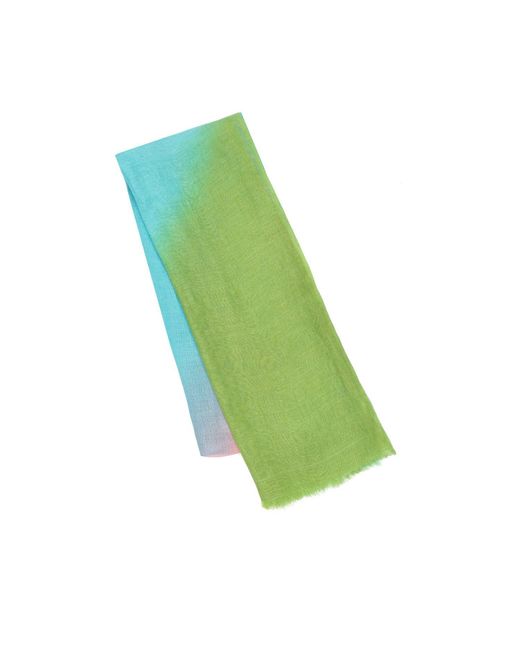 Heritagemoda Green Multicolour Dip Dye Ombré Linen Scarf