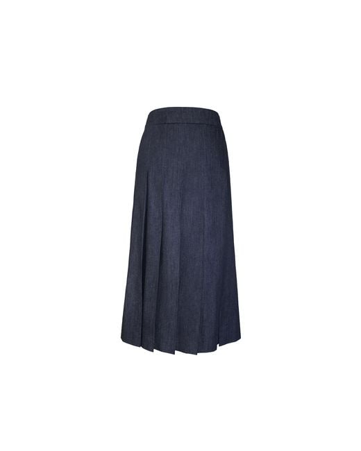 AOIFE Blue Knife Pleated Denim Skirt