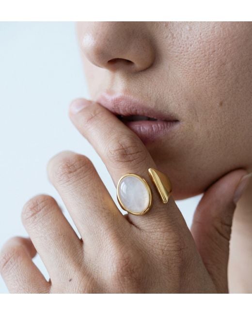 Uchi and Soto Metallic Neutrals Enso Moonstone Wraparound Ring