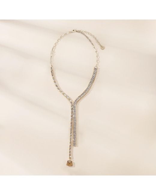 Rare Matters Jewelry Metallic Neutrals Golden Hour Clear Lariat Necklace