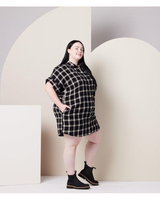 Known Supply Black Flannel Shirt Dress