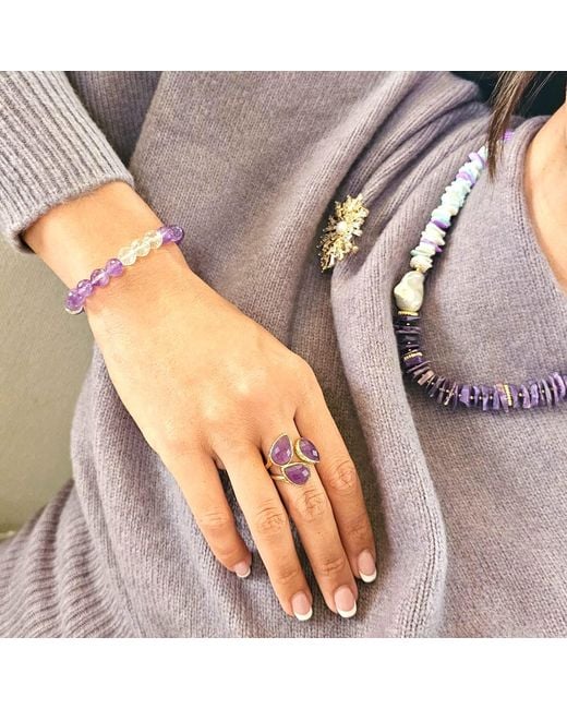 Farra Blue Vibrant Charoite And Colorful Shell With Baroque Pearl Necklace