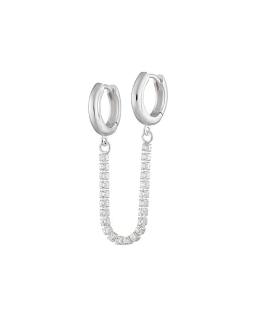 Scream Pretty White Tennis Chain Double Huggie Earring
