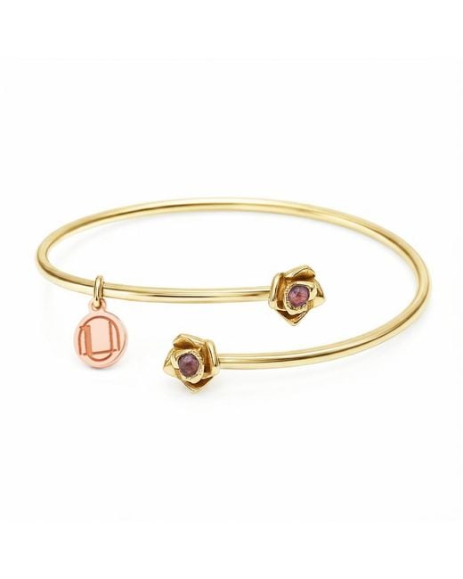 Unaloe Metallic Vermeil Magnifica Open Bangle Bracelet With Natural Ruby – Handmade Italian Artisan Jewelry
