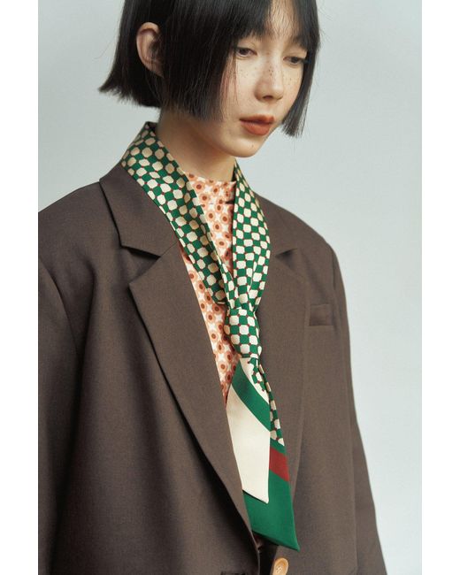 Lost Pattern Green Checkerboard Twilly Scarf