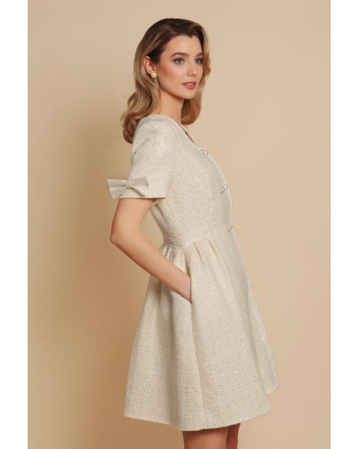 Santinni Natural 'Golden Age' Wool Tweed Dress Coat