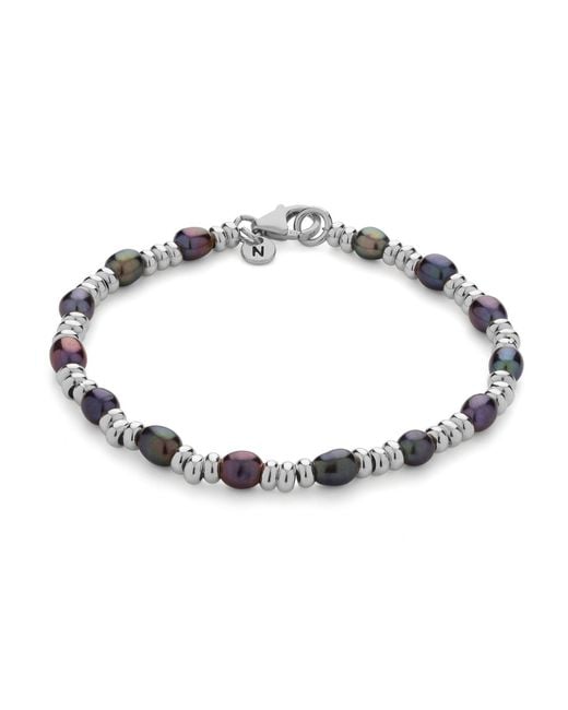 Nellou Jewellery Metallic Ellen Gem Peacock Pearl Bracelet Sterling
