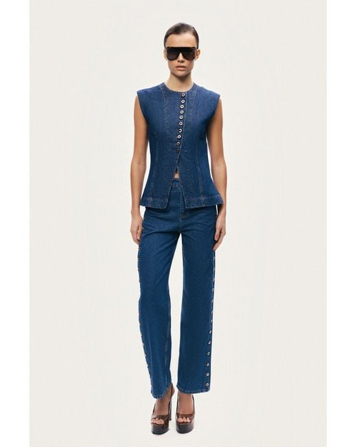 Nocturne Blue Button-Front Denim Vest