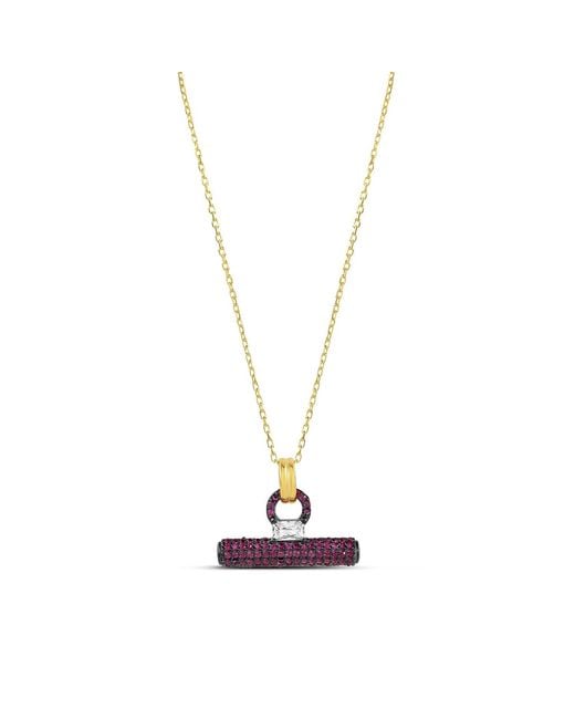 SHYMI Metallic Pave T Bar Necklace