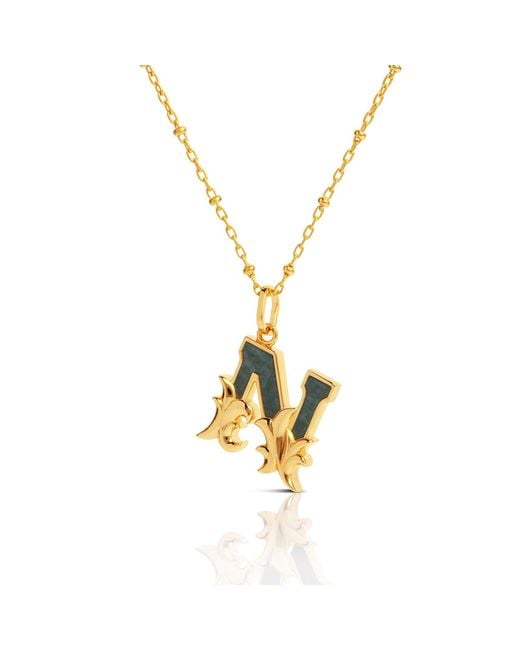 Kasun Metallic Plated N Initial Necklace With Marble