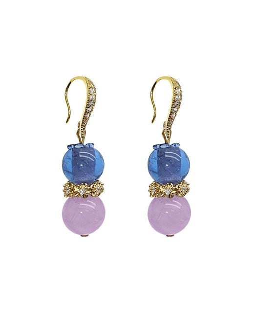 Farra Blue Amethyst With Berry Dangle Earrings