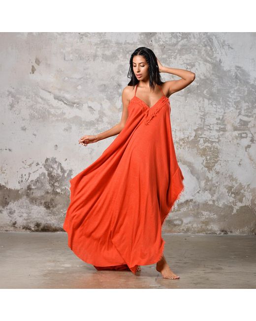 Zhenabia Red Boho Kaftan Summer Dress