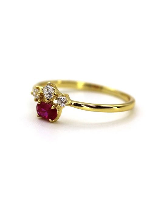 VicStoneNYC Fine Jewelry Yellow Natural Oval Cut Ruby With Natural Diamonds Ring