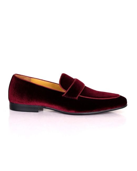DAVID WEJ Alfred Velvet Loafers – Wine for men