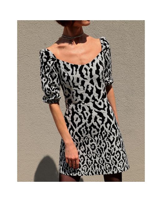 2KStyle Black Ciana A-Line Animal Print Jacquard Mini Dress
