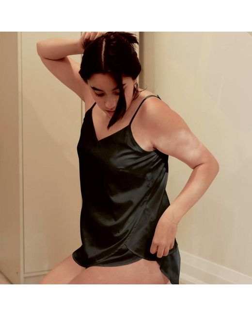 Soft Strokes Silk Black Pure Mulberry Silk Petal Shorts, Mid-Waist, Silk Charmeuse