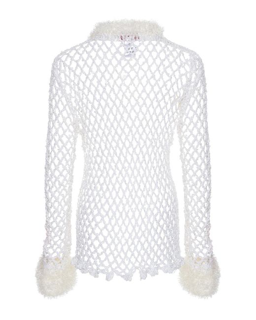 Andreeva White Vanilla Handmade Crochet Shirt