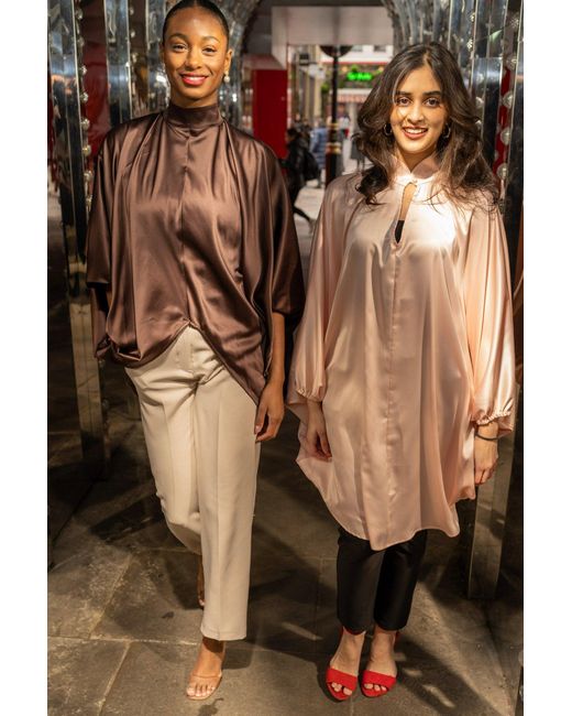 Lioness by Tf Pink Satin Peach Long Tunic
