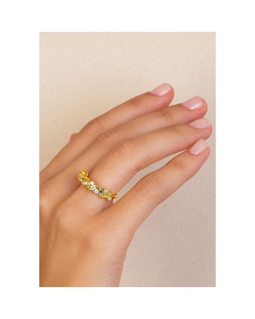 Lavani Jewels Metallic Birthstone Ring March Goldplated & Aquamarine