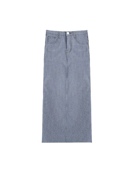 Rave on Trend Blue Pinstripe Denim Skirt