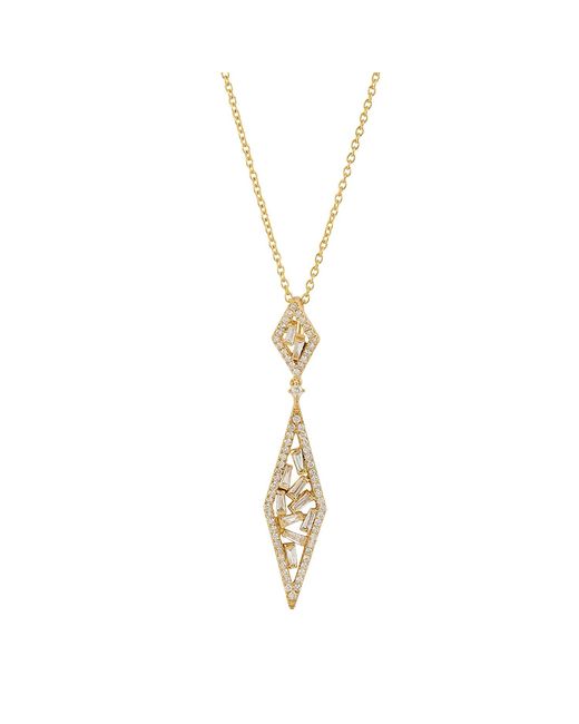 Artisan Metallic Baguette Diamond Geometric Drop Necklace