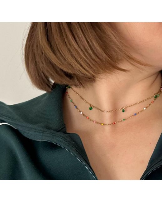 Evie Jewelry Metallic Colour Wave Fine Beaded Waterproof Necklace