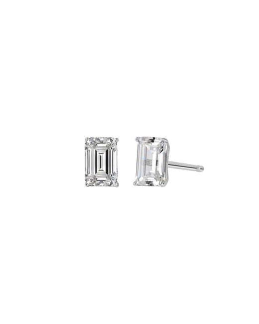 Diamonbliss White Embellished Swarovski Stone Platinum Plated Sterling Solitaire Emerald Cut Stud Earrings One Carat