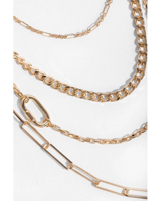 Saachi White Layered Chain Multi Necklace