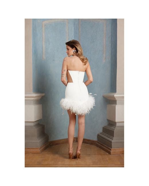 Nomi Fame White Peony Creamy Mini Halter Neck Dress