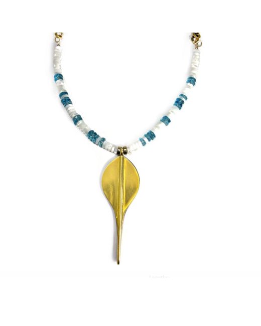 Rachel Nathan Metallic Neon Apatite & Mother Of Pearl & Sting Ray Necklace