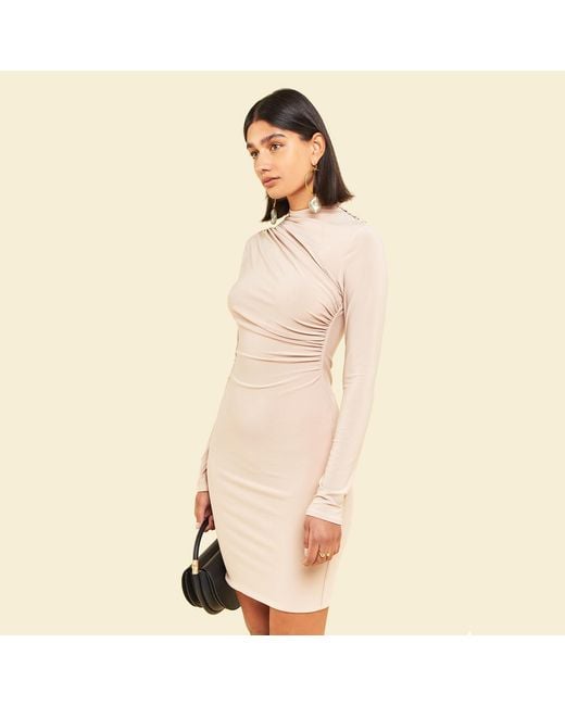 Celestine & Mae Natural Neutrals Eustoma Mini Dress