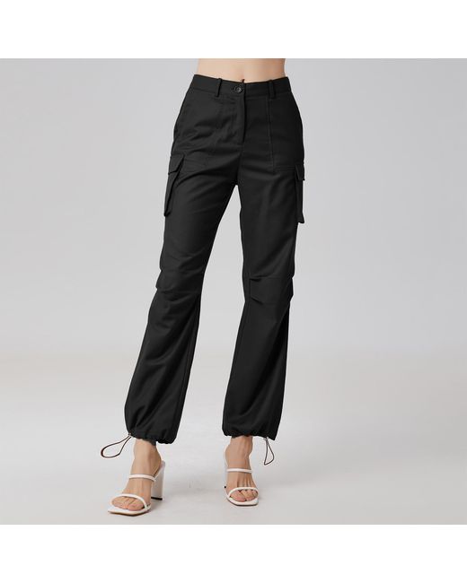 Smart and Joy Black Drawstring Ankle Cargo Pants