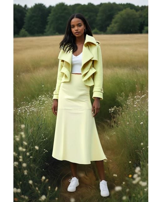 Hortons England Yellow Tweed Boucle Cropped Jacket