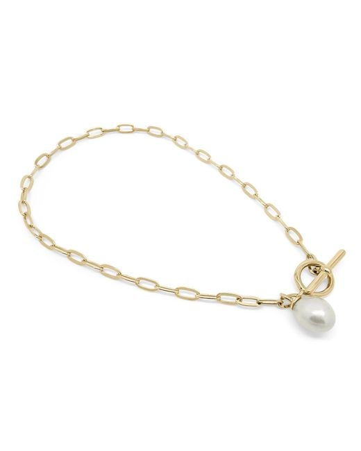 Clemence Wren Metallic T-Bar Freshwater Pearl Bracelet