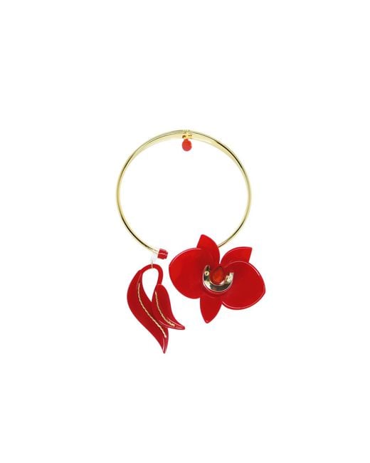 Gissa Bicalho Red Acrylic Handmade Necklace Orchid Deco