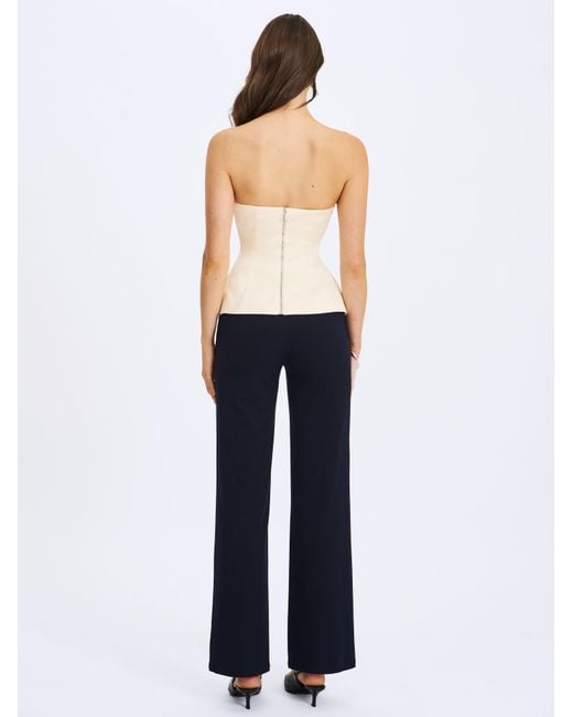 Miss Circle New York White Yani Ivory Asymmetrical Lapel Sleeveless Peplum Top