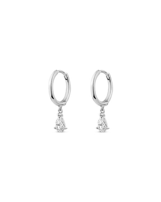 SALLY SKOUFIS White Pure Drop Alchemy Huggie Earrings With Made Cz Diamond Stimulant